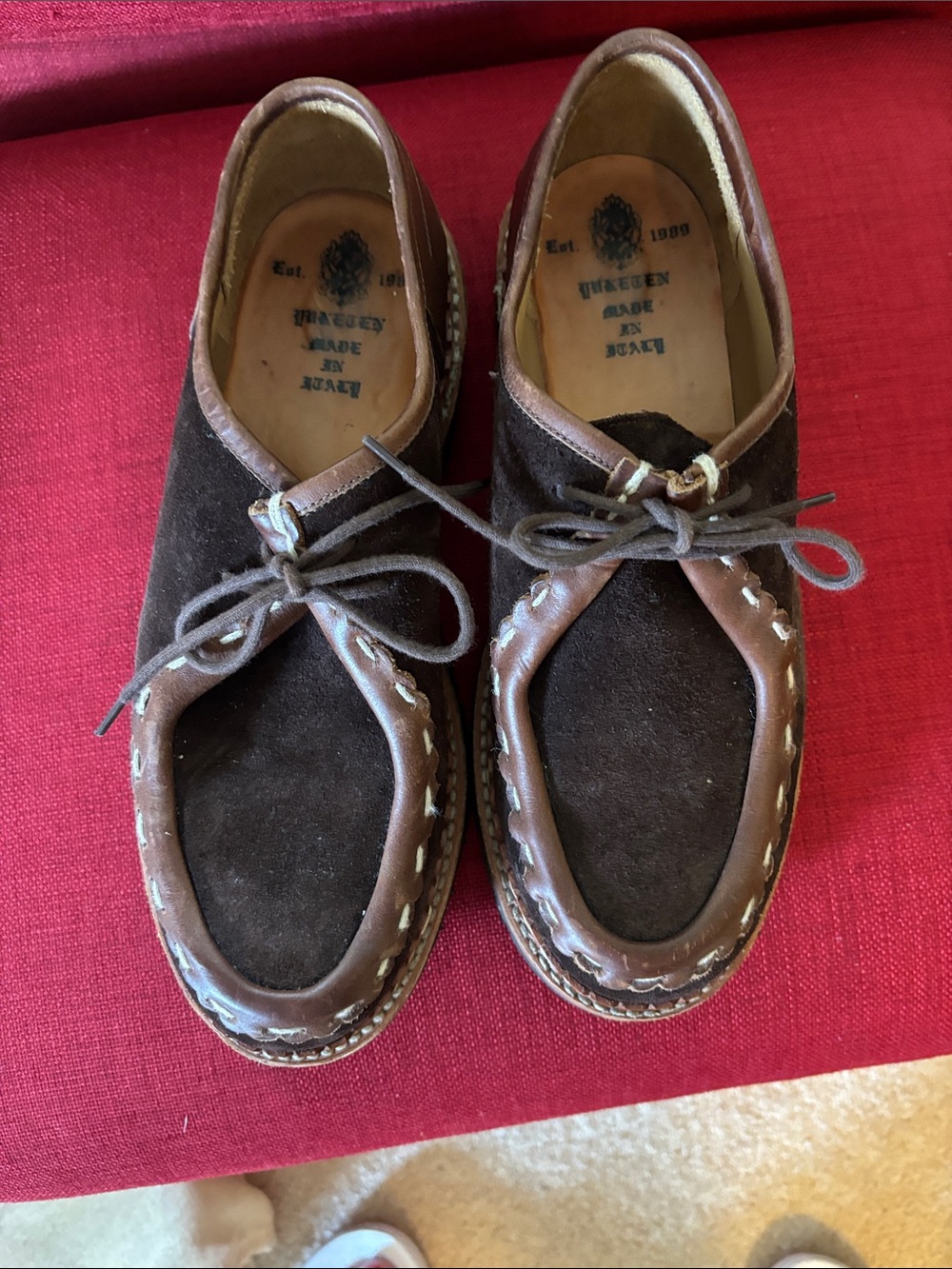 Men's Dark Brown Suede Boat Shoes with Leather Trim